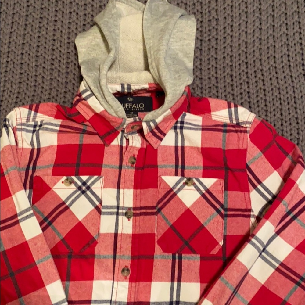 Buffalo David Bitten Boys Plaid Button Up/Hoodie